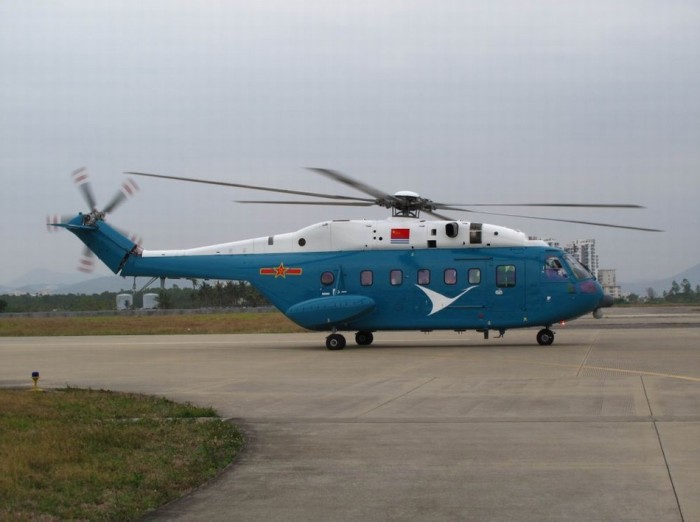 Z-8 transport helicopter is used to ferry pilots and officers between land base and the carrier