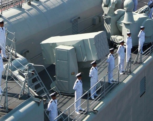 HQ-10 short-range air-defence missile system. The Liaoning is equipped with four 18-cell launchers.