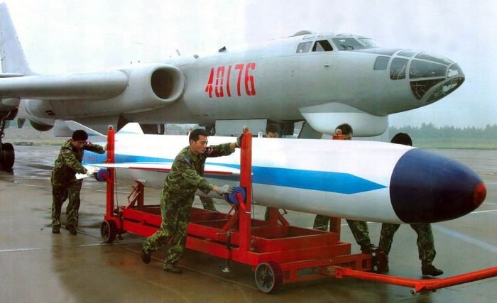 The KD-63 air-to-surface missile and its carrier the H-6H missile bomber 